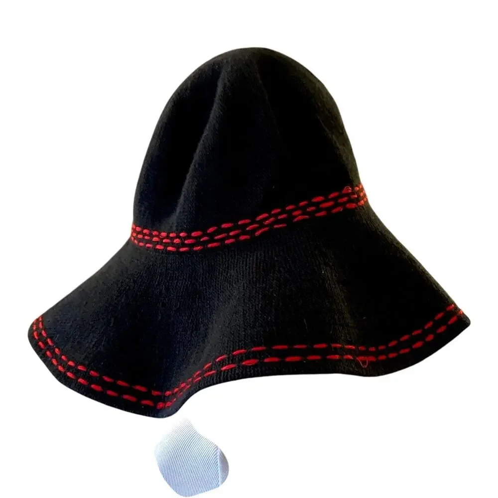 Vintage Black & Red Floppy Knit Womens Hat, Y2K - Picture 6 of 6